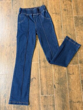 HUE Dark Blue Straight Leg Stretch Jeans, size S